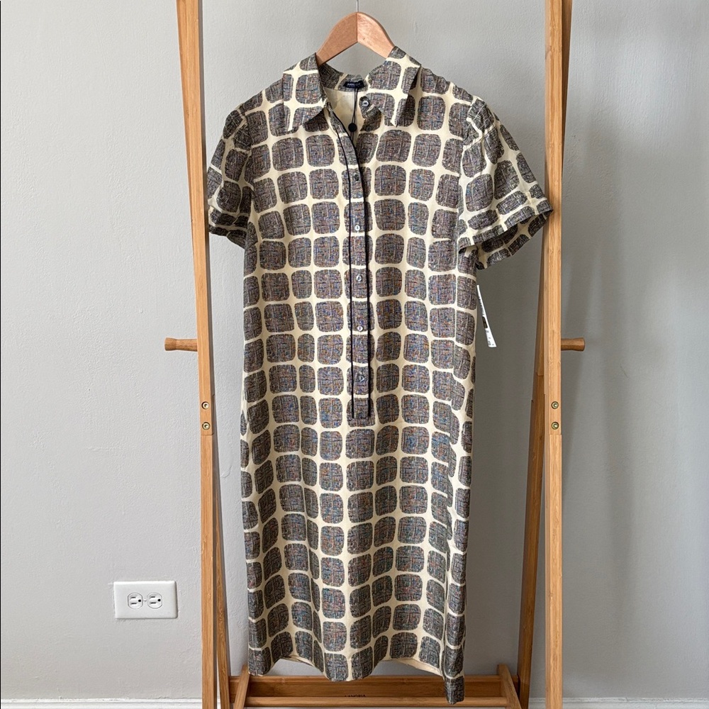 Magaschoni Cream & Black Printed Midi Dress